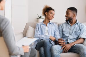 Black couple visiting therapy