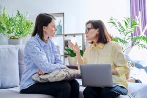 Young woman patient on individual therapy in psychologists office