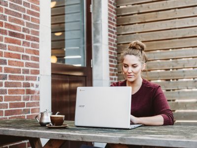 Woman using laptop